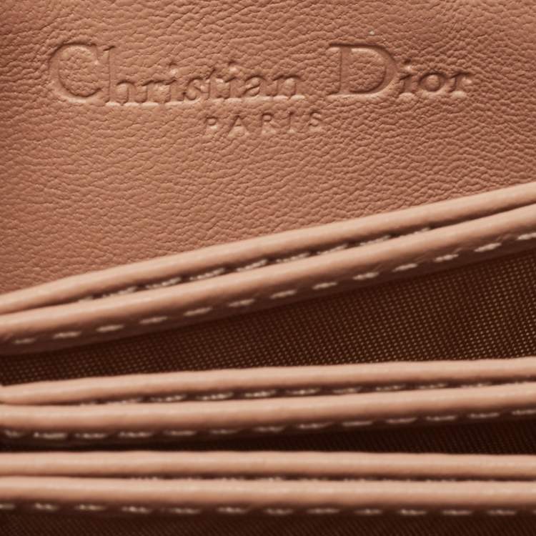 Pre Owned Dior Beige Cannage Patent Leather Lady Dior 5 Gusset Card Holder
