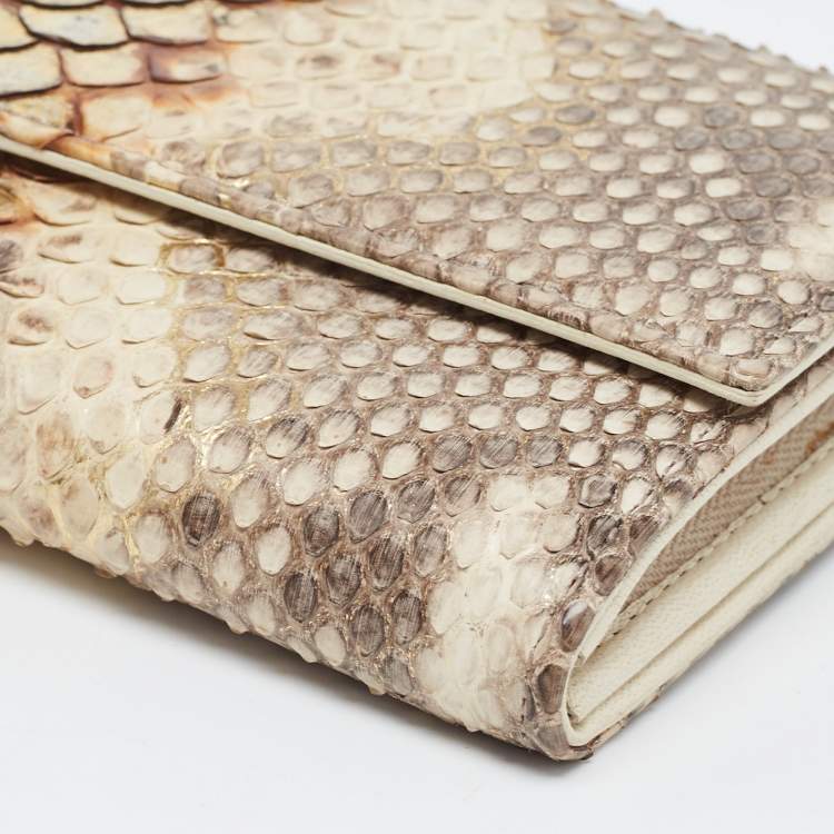 Pre Owned Dior Beige/Brown Python and Leather Lady Dior Wallet On Chain