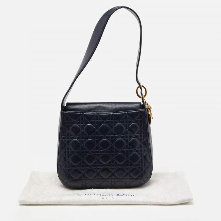 Pre Owned Dior Blue Cannage Leather Vintage Lady Dior Hobo