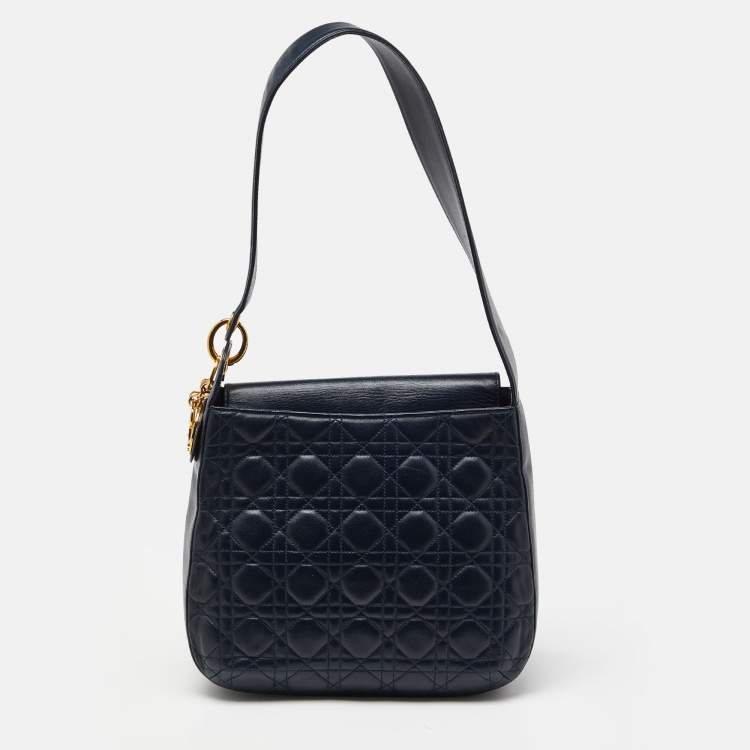 Pre Owned Dior Blue Cannage Leather Vintage Lady Dior Hobo
