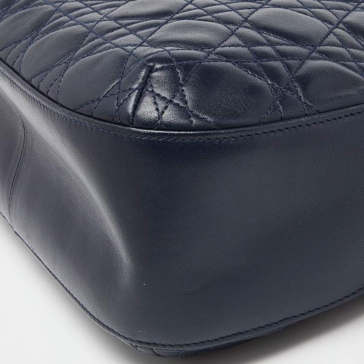 Pre Owned Dior Blue Cannage Leather Vintage Lady Dior Hobo