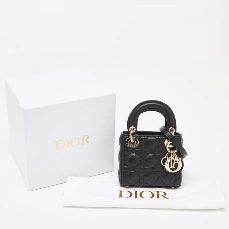 Pre Owned Dior Black Cannage Leather Micro Lady Dior Tote