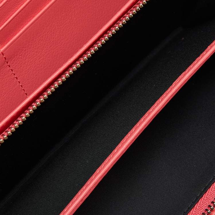 Pre Owned Dior Orange Cannage Patent Leather Miss Dior Promenade Wallet 