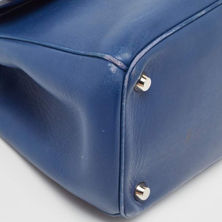 Pre Owned Dior Blue/Green Leather Small Be Dior Flap Top Handle Bag