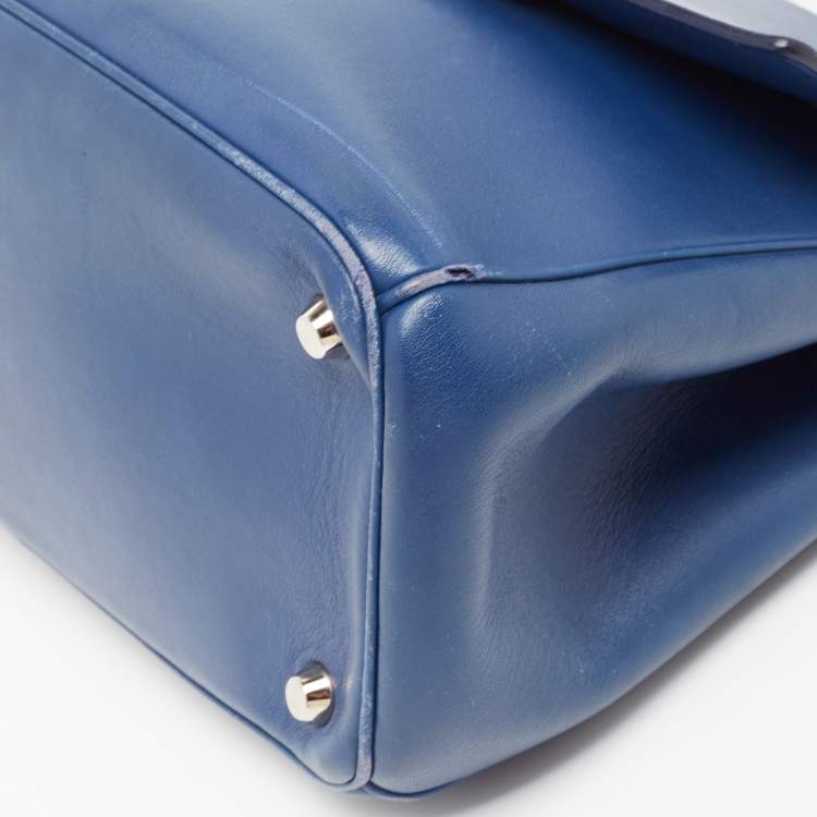 Pre Owned Dior Blue/Green Leather Small Be Dior Flap Top Handle Bag