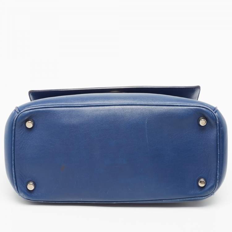 Pre Owned Dior Blue/Green Leather Small Be Dior Flap Top Handle Bag