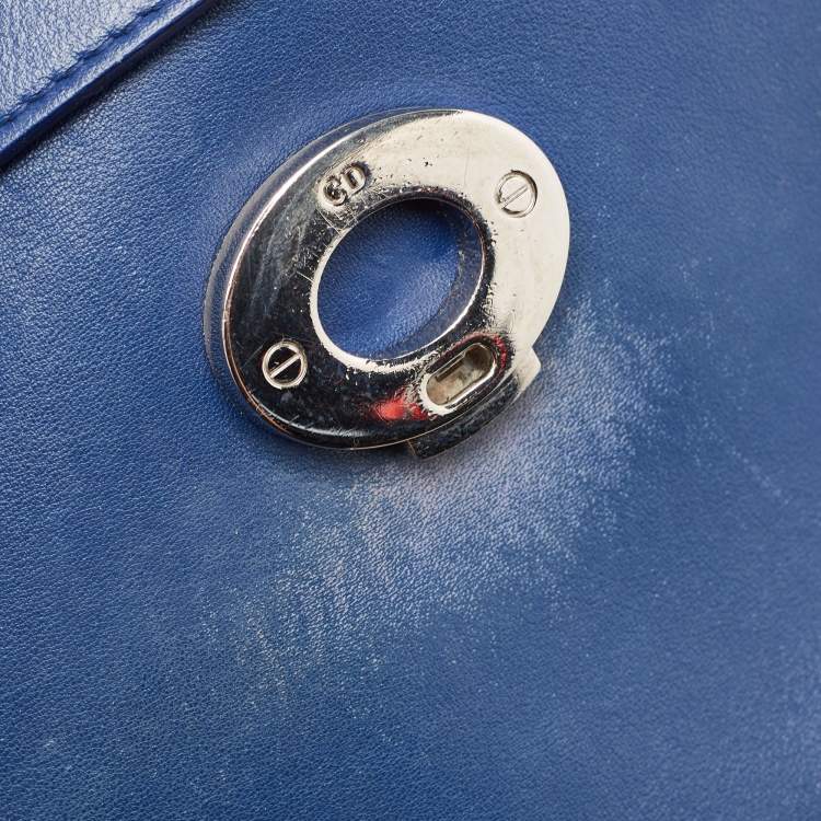 Pre Owned Dior Blue/Green Leather Small Be Dior Flap Top Handle Bag