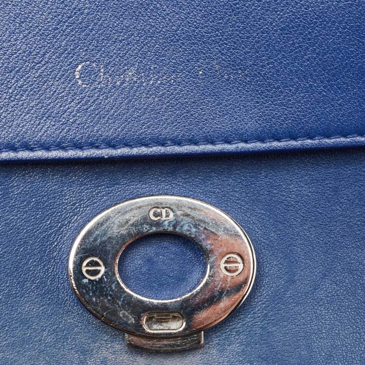 Pre Owned Dior Blue/Green Leather Small Be Dior Flap Top Handle Bag