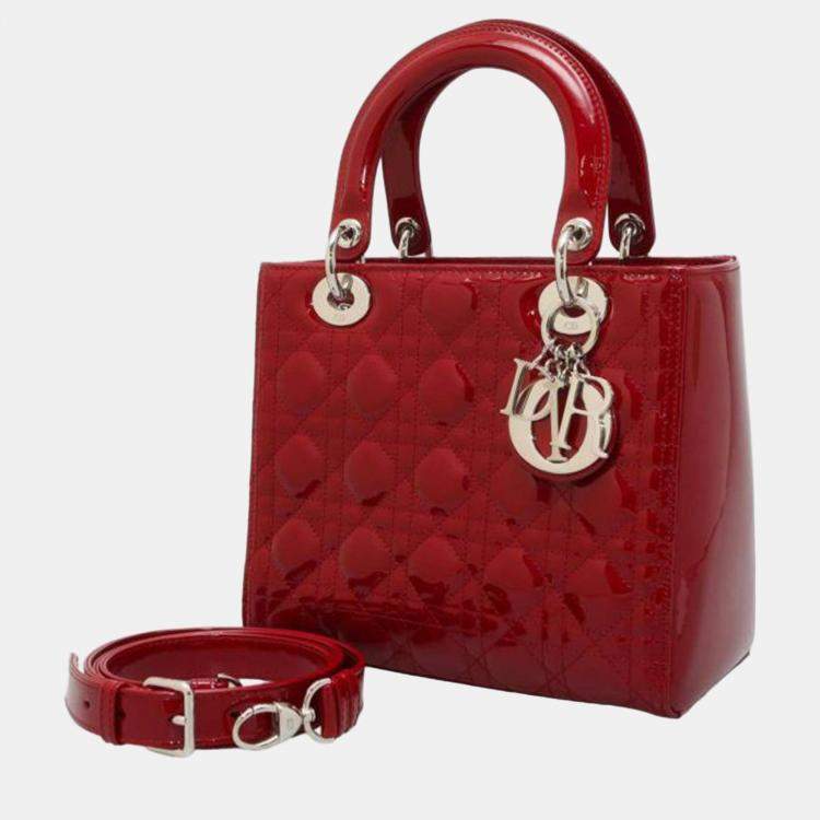 Lady dior medium clearance red