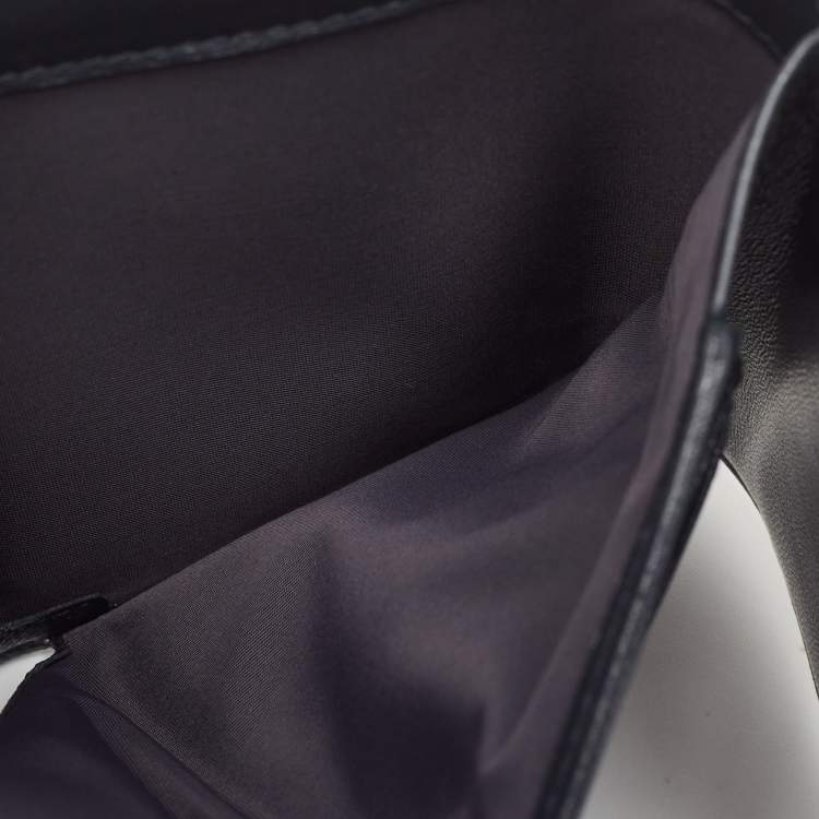 Pre Owned Dior Silver Cannage Patent Leather Diorama Trifold Wallet