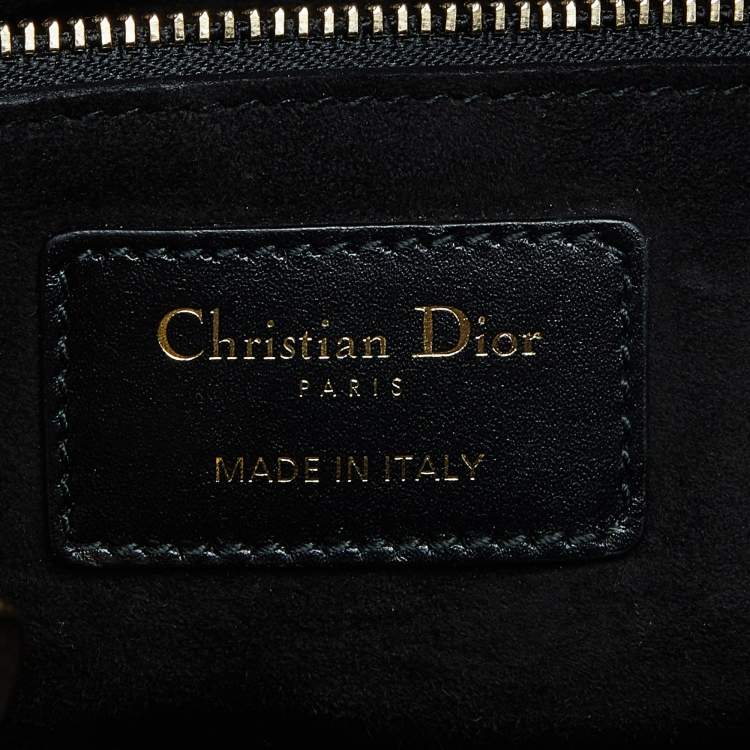 Pre Owned Dior Black Leather Medium Studded Supple Lady Dior Tote