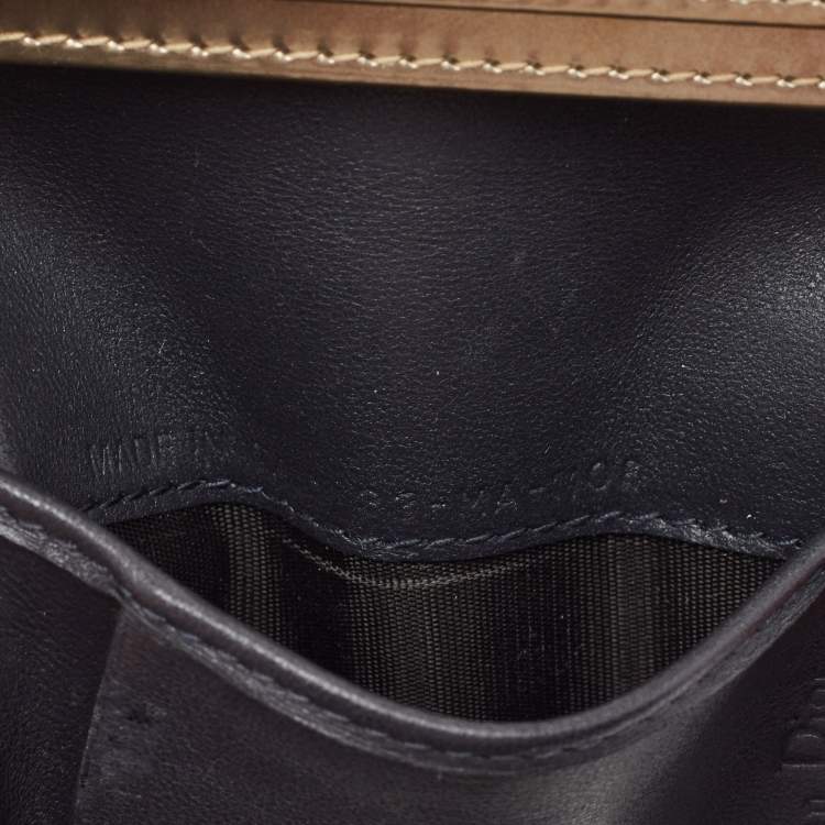 Pre Owned Dior Gold Micro Cannage Patent Leather Mini Lady Dior Card Case