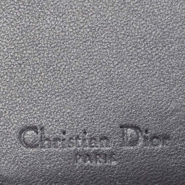 Pre Owned Dior Gold Micro Cannage Patent Leather Mini Lady Dior Card Case