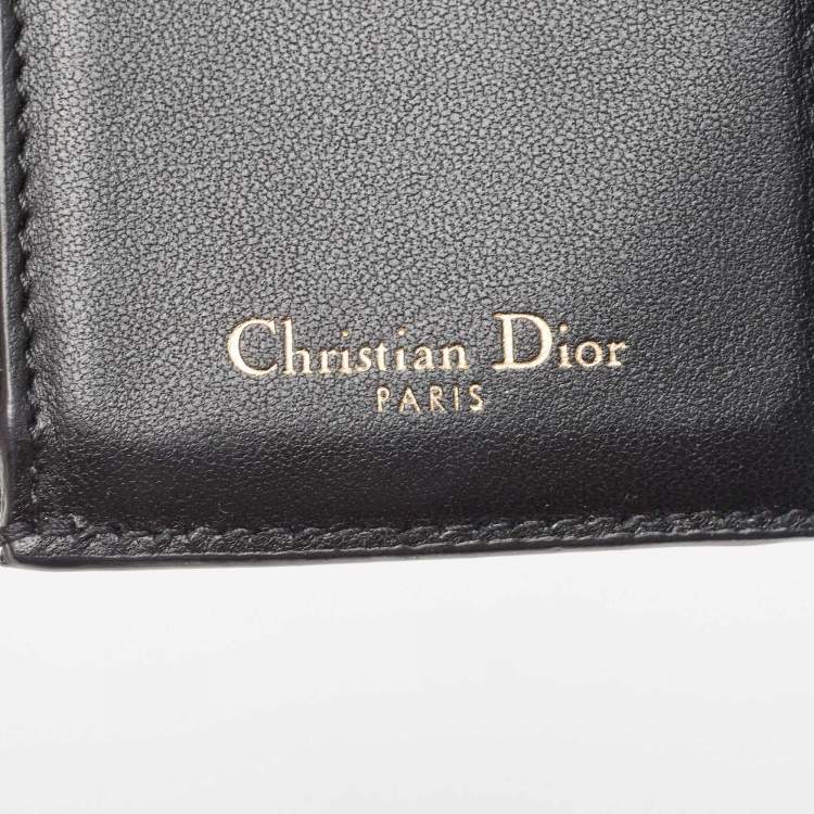 Pre Owned Dior Black Leather Saddle Card Holder