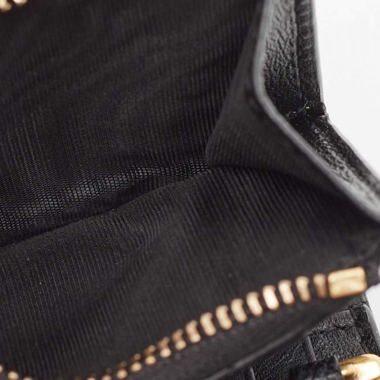 Pre Owned Dior Black Leather Saddle Card Holder