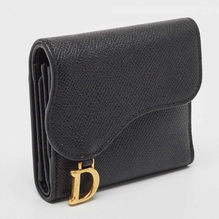 Pre Owned Dior Black Leather Saddle Card Holder