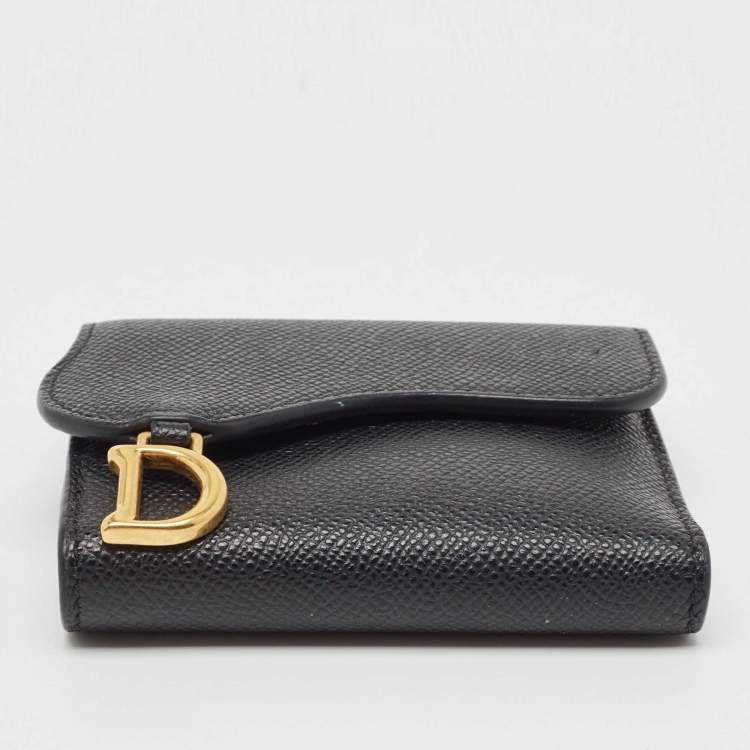 Pre Owned Dior Black Leather Saddle Card Holder