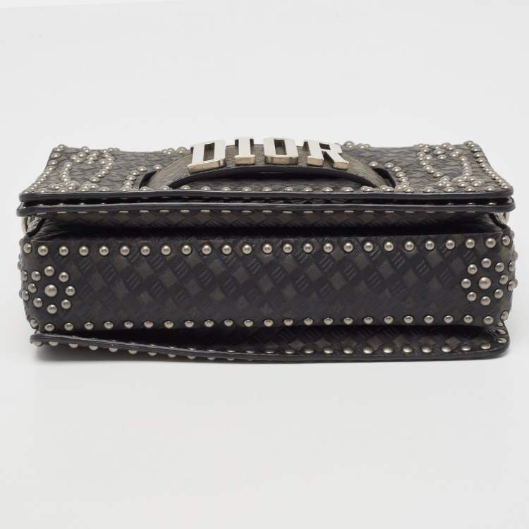 Pre Owned Dior Green/Black Studded Leather Medium Dio(r)evolution J'Adior Chain Bag