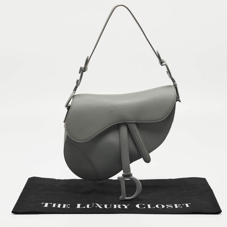 Pre Owned Dior Grey Ultra Matte Leather Saddle Shoulder Bag
