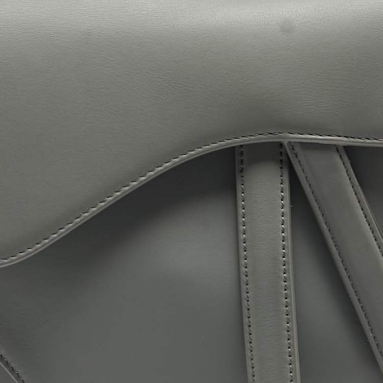 Pre Owned Dior Grey Ultra Matte Leather Saddle Shoulder Bag