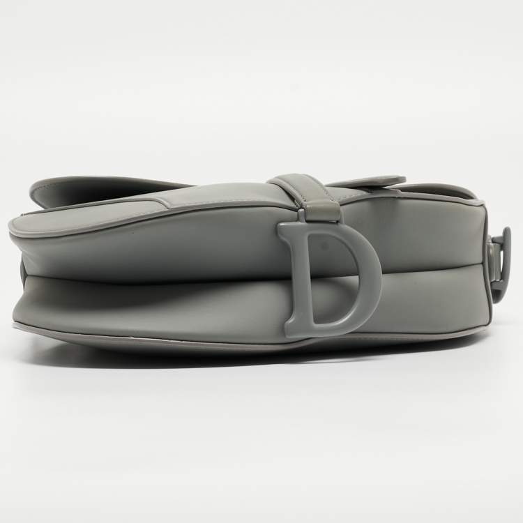 Pre Owned Dior Grey Ultra Matte Leather Saddle Shoulder Bag