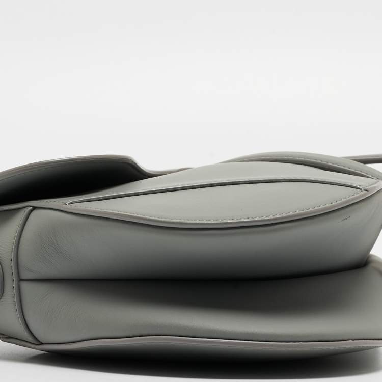 Pre Owned Dior Grey Ultra Matte Leather Saddle Shoulder Bag