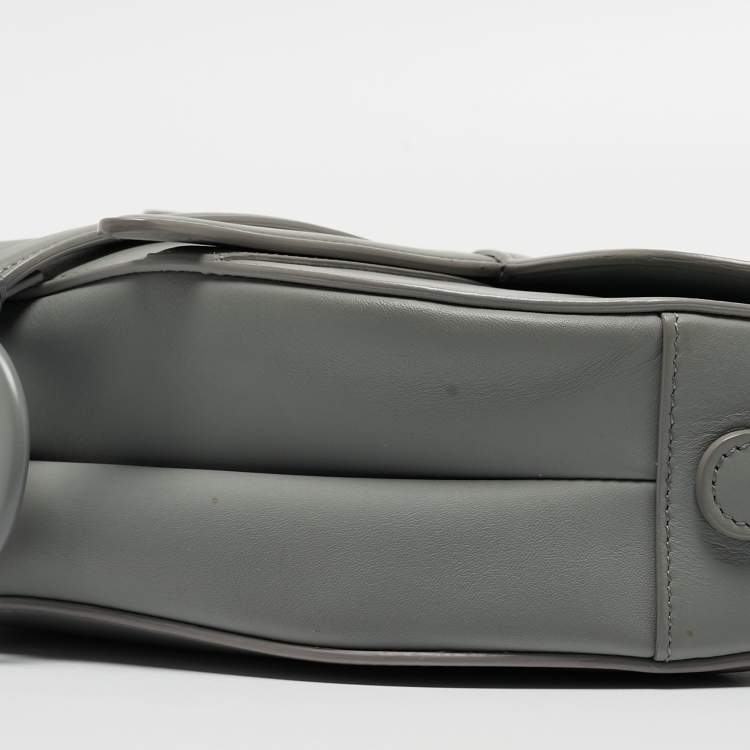 Pre Owned Dior Grey Ultra Matte Leather Saddle Shoulder Bag
