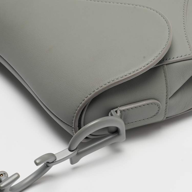 Pre Owned Dior Grey Ultra Matte Leather Saddle Shoulder Bag