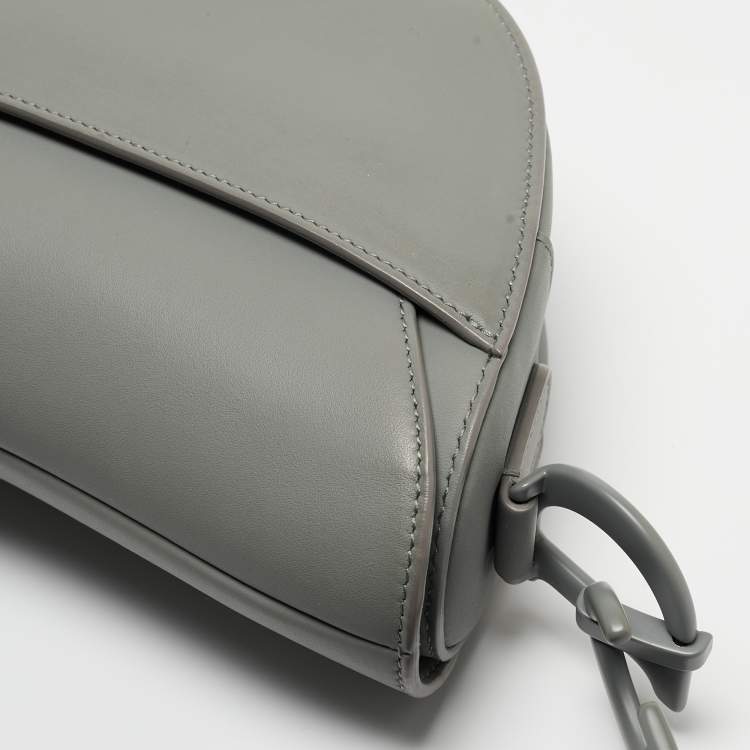 Pre Owned Dior Grey Ultra Matte Leather Saddle Shoulder Bag
