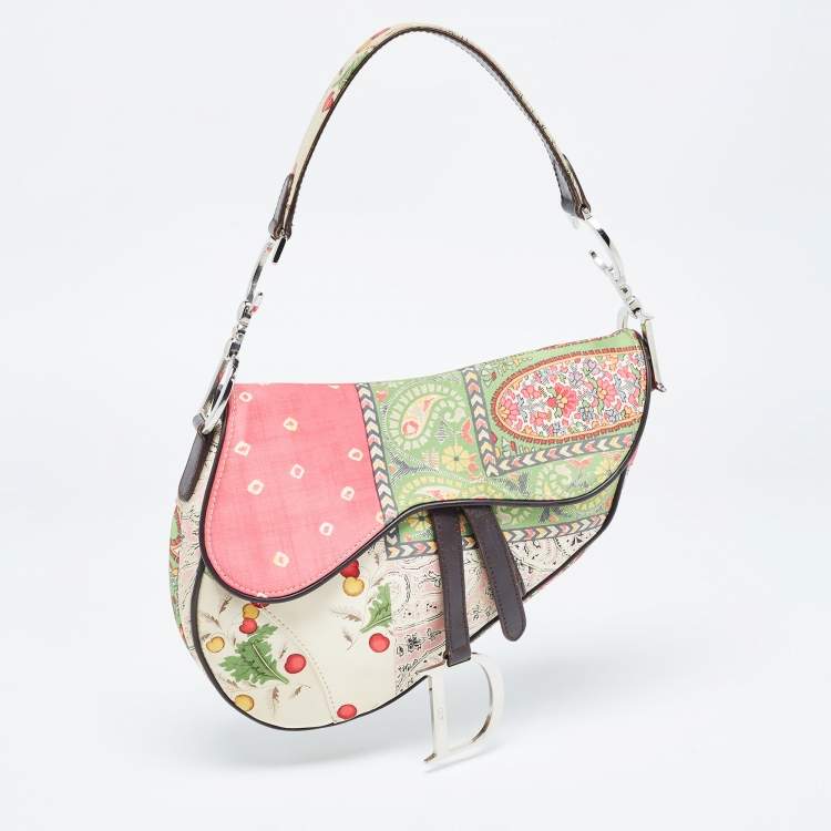 Pre Owned Dior Multicolour Satin Paisley Saddle Bag 