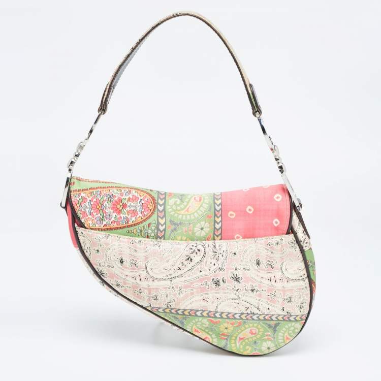Pre Owned Dior Multicolour Satin Paisley Saddle Bag 