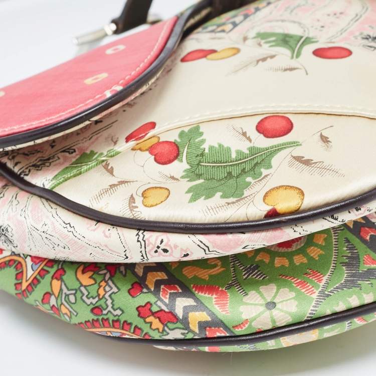 Pre Owned Dior Multicolour Satin Paisley Saddle Bag 
