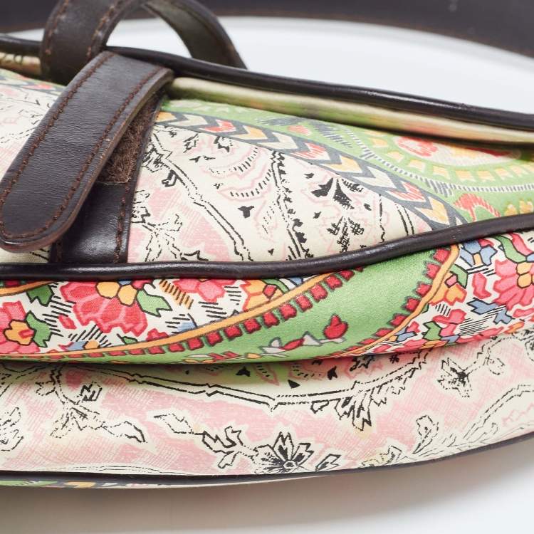 Pre Owned Dior Multicolour Satin Paisley Saddle Bag 