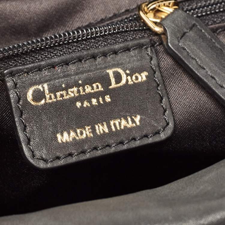 Pre Owned Dior Dark Grey Leather Small Gypsy Ruffle Hobo