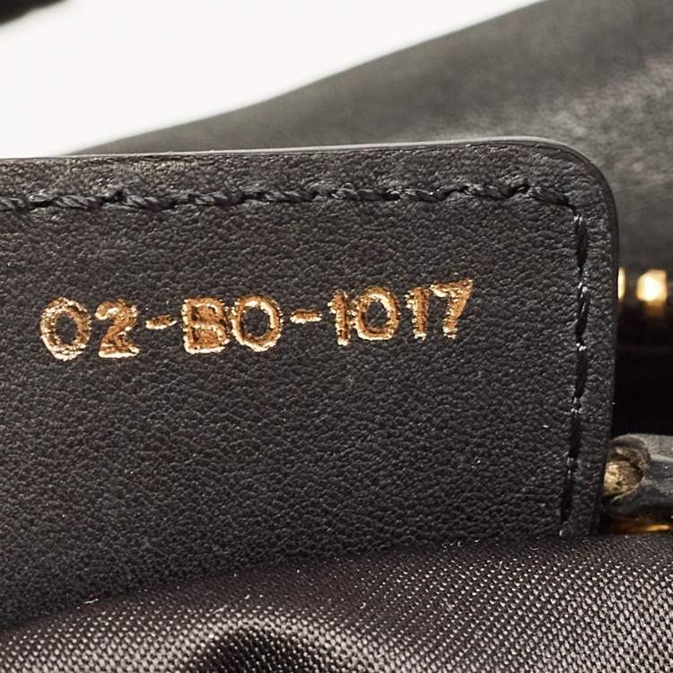 Pre Owned Dior Dark Grey Leather Small Gypsy Ruffle Hobo