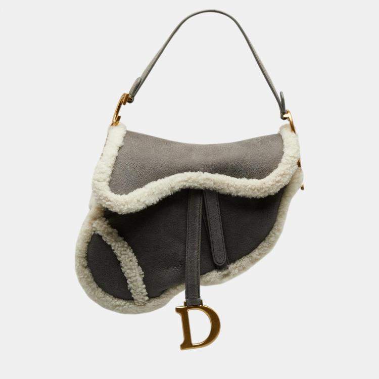 Dior Grey Shearling Saddle Bag Dior TLC