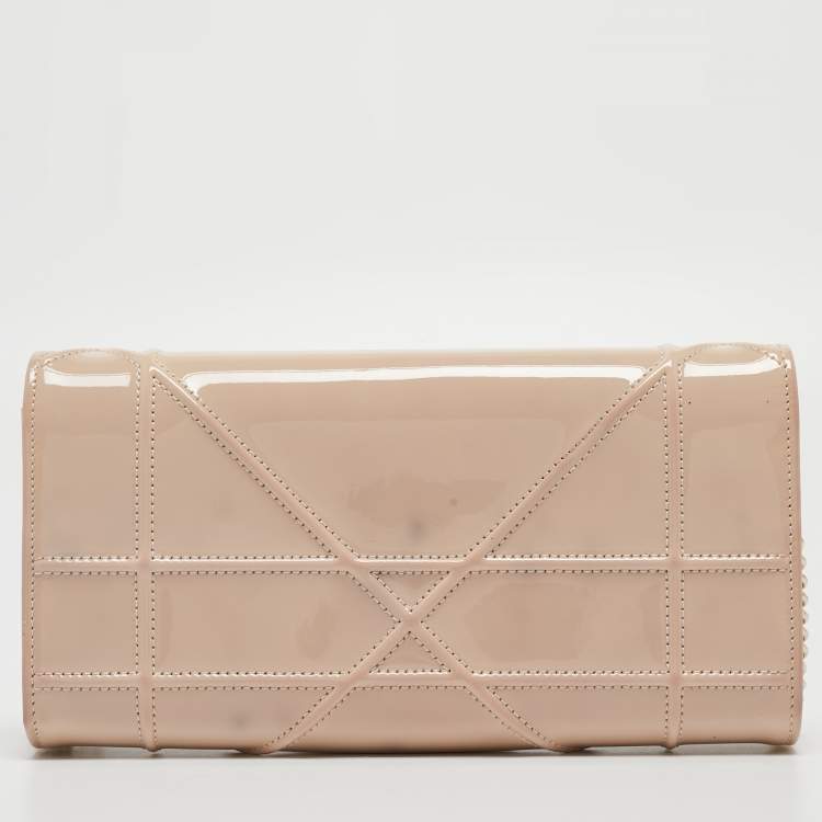 Pre Owned Dior Beige Patent Leather Diorama Wallet on Chain