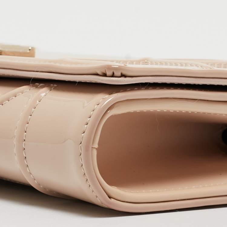 Pre Owned Dior Beige Patent Leather Diorama Wallet on Chain