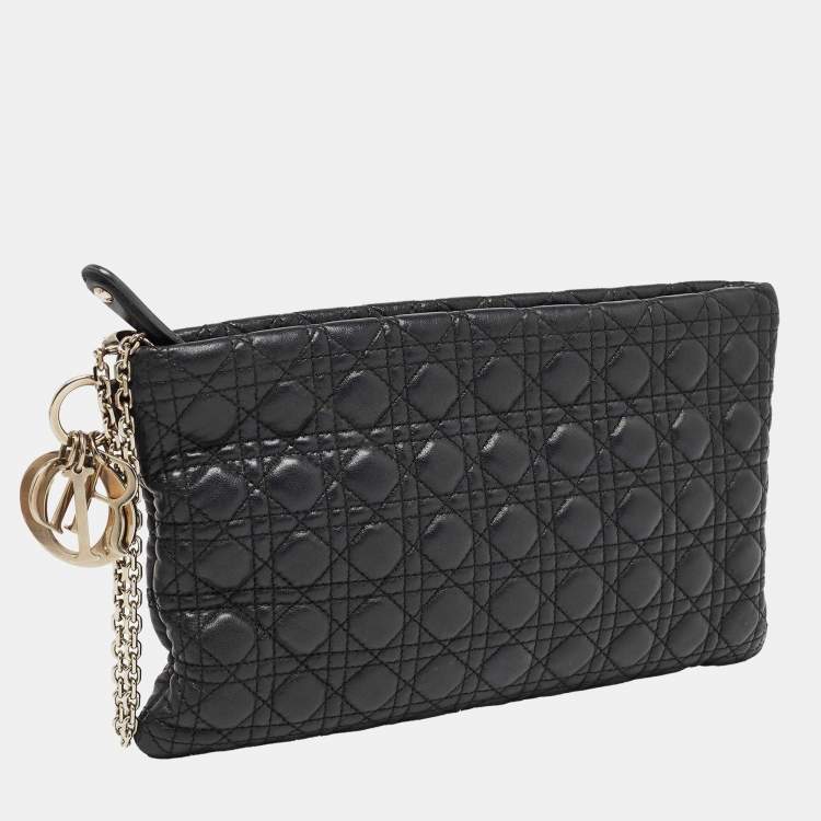 Pre Owned Dior Black Cannage Leather Panarea Clutch