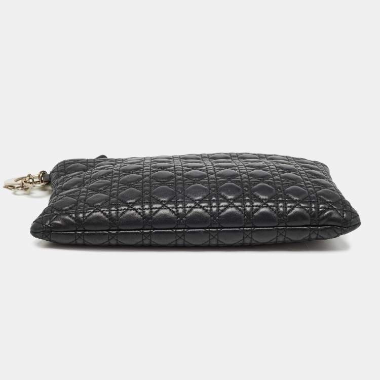 Pre Owned Dior Black Cannage Leather Panarea Clutch