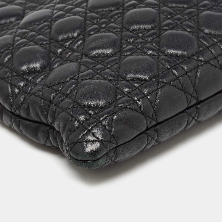 Pre Owned Dior Black Cannage Leather Panarea Clutch