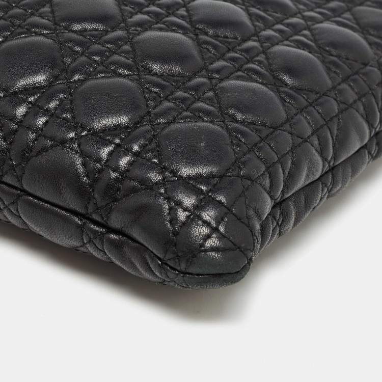 Pre Owned Dior Black Cannage Leather Panarea Clutch