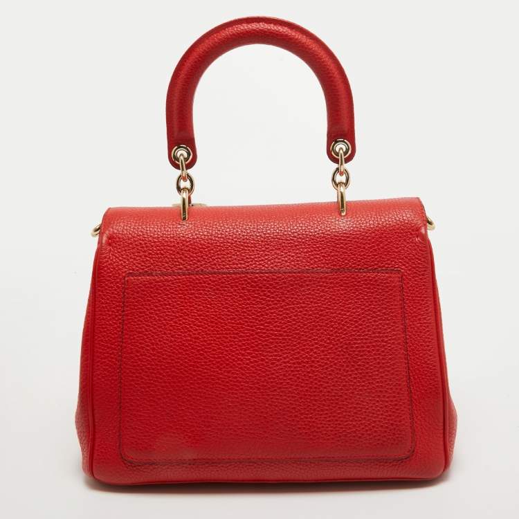 Pre Owned Dior Red Leather Small Be Dior Flap Top Handle Bag