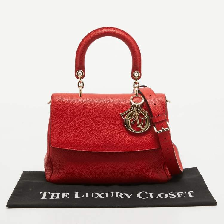 Pre Owned Dior Red Leather Small Be Dior Flap Top Handle Bag