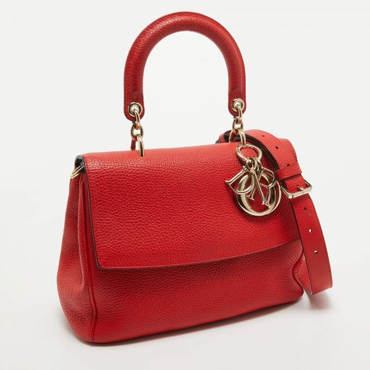 Pre Owned Dior Red Leather Small Be Dior Flap Top Handle Bag