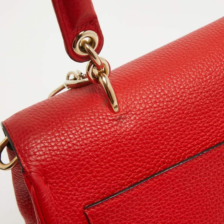 Pre Owned Dior Red Leather Small Be Dior Flap Top Handle Bag