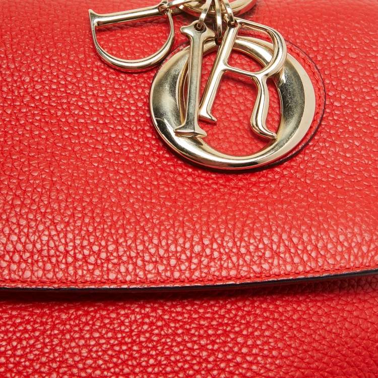 Pre Owned Dior Red Leather Small Be Dior Flap Top Handle Bag