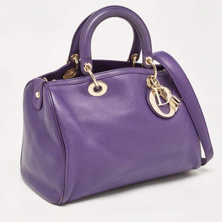Pre Owned Dior Purple Leather Diorissimo Bowler Bag