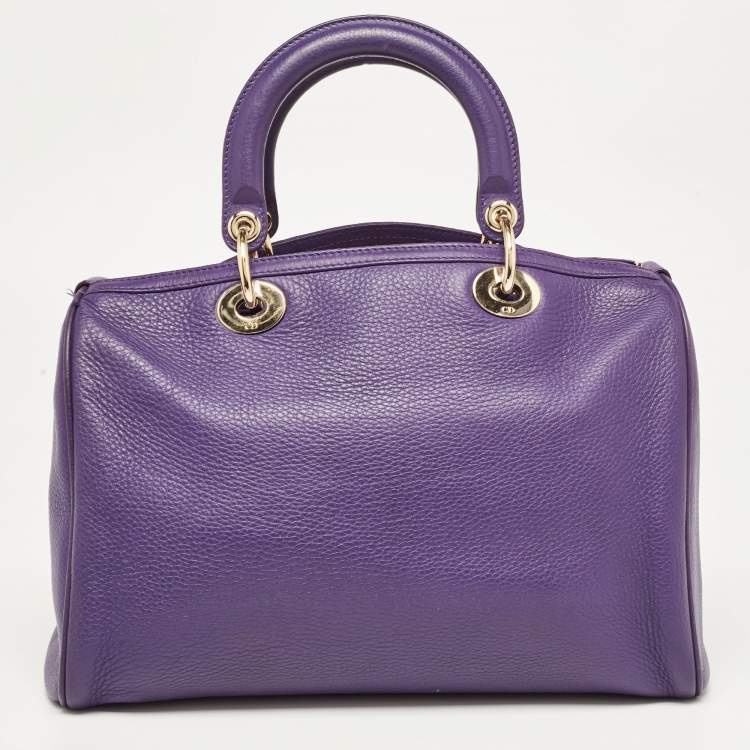 Pre Owned Dior Purple Leather Diorissimo Bowler Bag