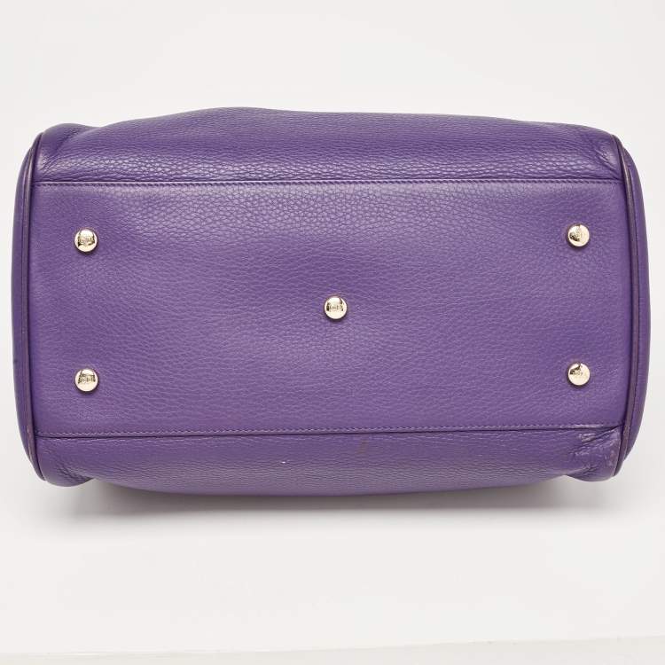 Pre Owned Dior Purple Leather Diorissimo Bowler Bag